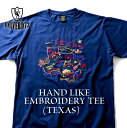 UNIVERD72 / ユニバード72 21941 HAND LIKE EMBROIDERY TEE (TEXAS) / ハンドライクエンブロイダリーティー（テキサス） -全3色- /コットン/半袖/テキサス/刺?/Tシャツ/OPEN END/[21941]