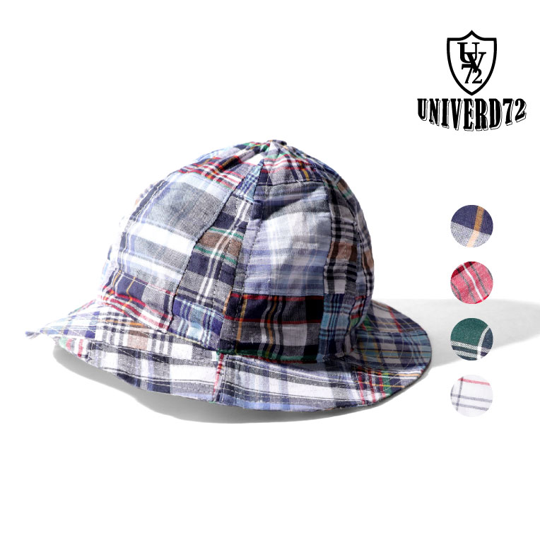 UNIVERD72 / ユニバード72 6830 MADRAS CHECK PATCHWORK MILL HAT/ マドラスチェックパッチワークミルハット -全4色- メンズ レディース 男女兼用 ギフト プレゼント 