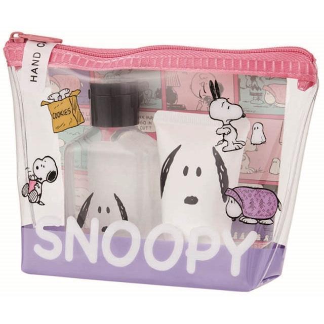 スヌーピー ハンドケアセット フレッシュピーチ ミニハンドソープ70ml ハンドクリーム20ml　ピーナッツ SNOOPY 旅行 やわらかくて甘いモモの香り キャラクター グッズ プレゼント ギフト なないろ堂 1