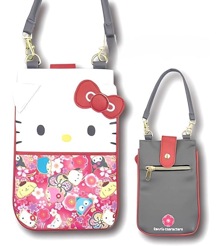 サンリオ ハローキティ 立体 おでかけ 2WAY ポシェット 和柄 さんりお スマホポーチ かわいい キャラクター グッズ プレゼント ギフト なないろ堂のサムネイル
