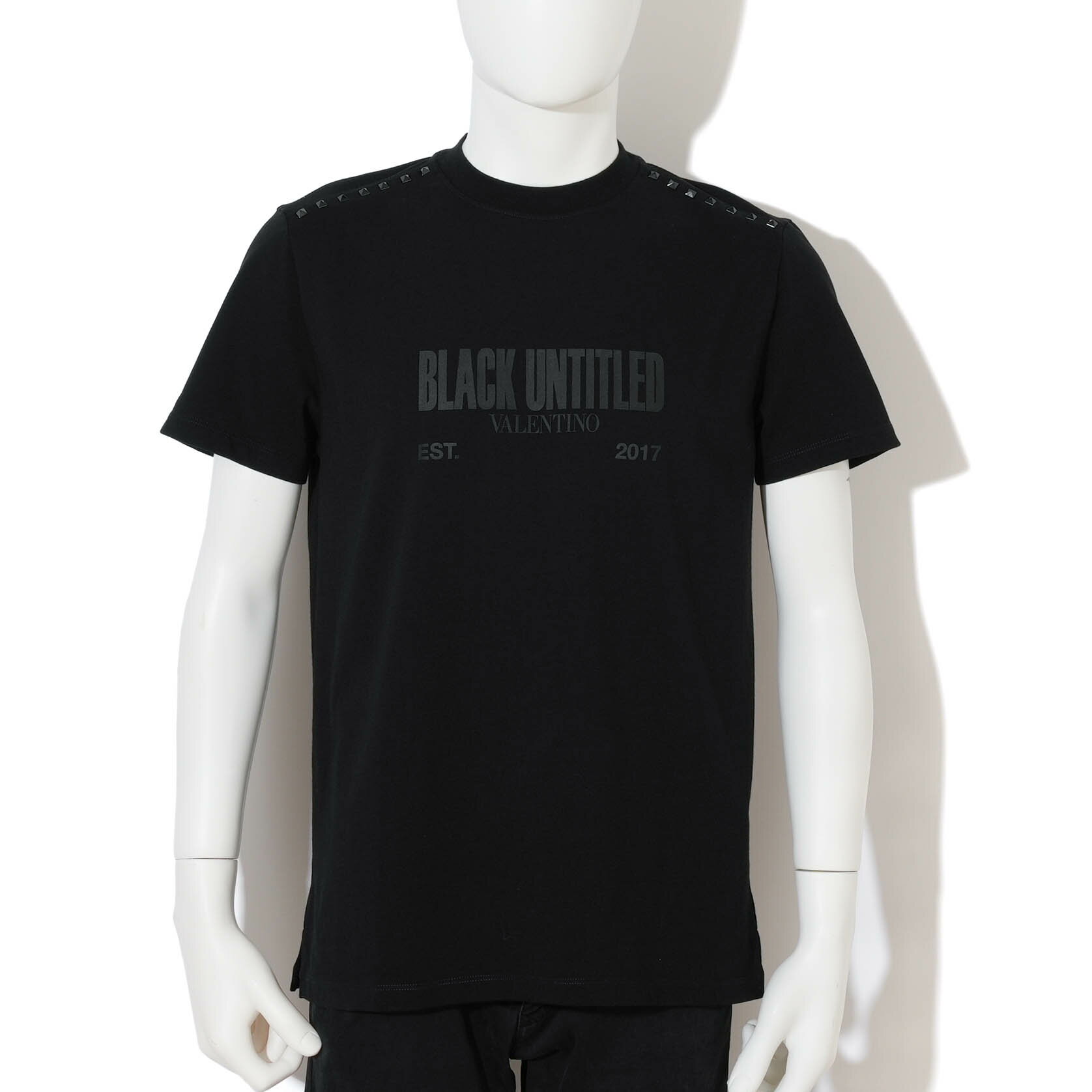 VALENTINO BLACK UNTITLED＋STUDS Tシャツ ヴァレンティノ バレンティノ ロックスタッズ 半袖 メンズ 男性 黒 ブラック