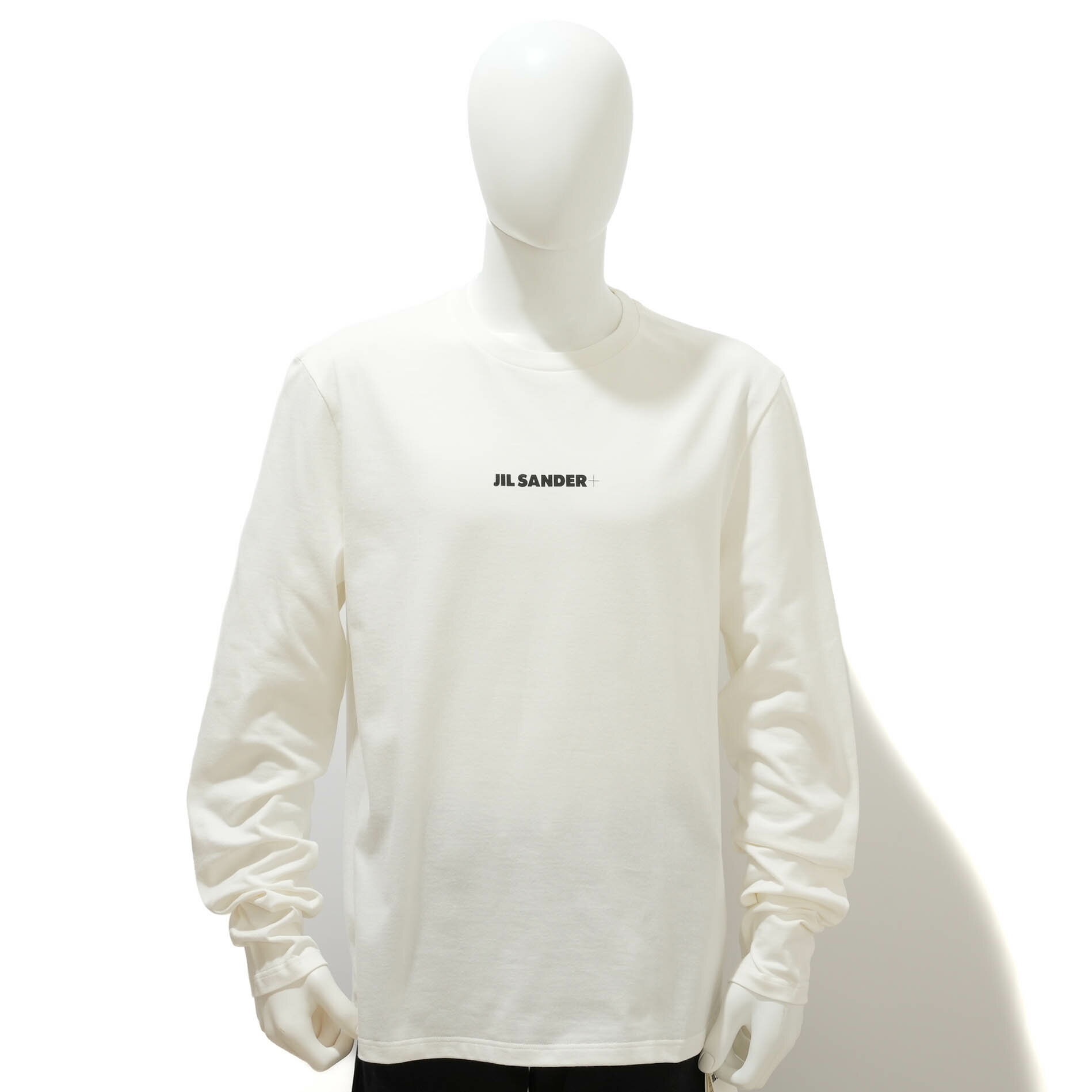 JIL SANDER クルーネック ロングスリーブ Tシャツ ジルサンダー ロンT ロゴ + 男性 メンズ ホワイト 白