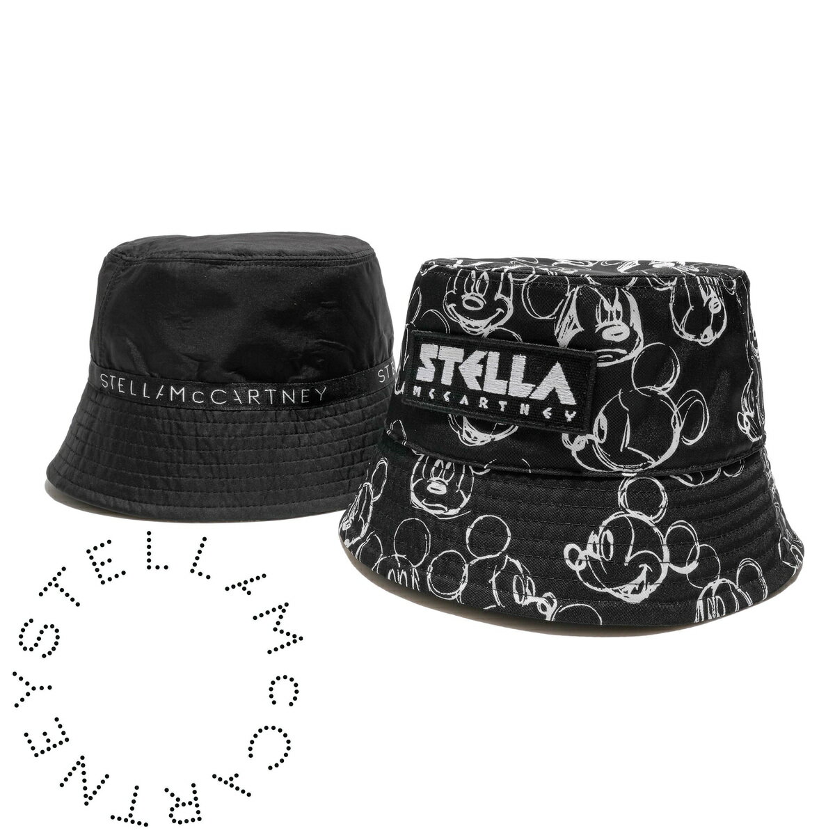 Stella McCartney リバーシブル バケットハット ステラマッカートニー レディース ブラック 黒 サイズ展開 ハット帽 ユニセックス 男女兼用のサムネイル