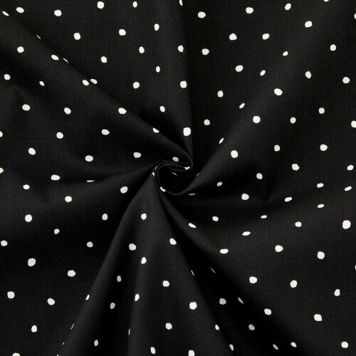 KIYOHARA ソフト ブロード プリント ドットS 生地 綿100% 約110cm×1mカット Col.BK ブラック KOF31-1M