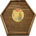 ちゃどうぐ実木茶皿陶磁器画手作業磨き中国式簡約茶台禅意茶海和式乾泡ポータブルレトロ六角形 (青)