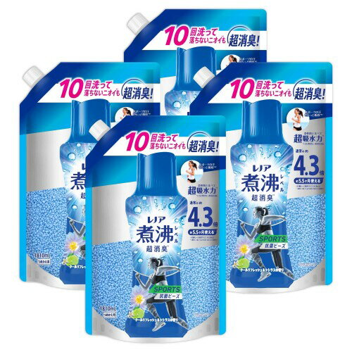 レノア 煮沸レベル消臭 抗菌ビーズ SPORTS クールリフレッシュ&シトラス 詰め替え 1,810mL×4袋 (大容量..