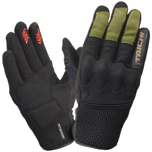 RSタイチ(RS TAICHI) バイク ライディンググローブ 春夏 メッシュ通気性 タッチパネル対応 プロテクター内蔵 ボルト エアーグローブ RST470 BLACK/KHAKI WL レディース