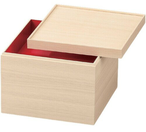 J-kitchens 重箱 3段 7.0寸 良木 紙 お重箱 司白木 21.0cm x 21.0cm x 16.0cm 日本製