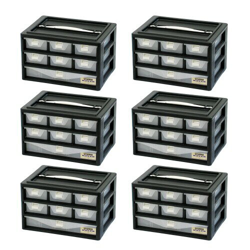 JEJアステージ ストッパーケース ブラック 3B-601 (幅29.4×奥行20×高さ17.5cm) 工具箱 ツールボックス 道具箱 収納 6個セット
