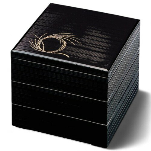 J-kitchens 漆器 重箱 3段 7寸 千筋 黒柳結び 20cm 樹脂製 お重 お重箱 日本製