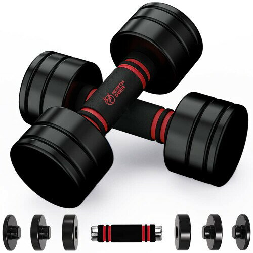 Northdeer ダンベル 可変式 小型 スチール製 7.5kg (3.5kg/5kg/6kg/7.5kg) ブラック／黒色 家庭用 (7.5..