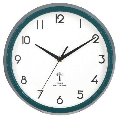 不二貿易(Fujiboeki) 掛け時計 電波時計 直径27cm グリーン スイープ 連続秒針 静音 カペラ 99289