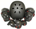 edunamay ヘルメット プロテクター 3点（肘・膝・手首）セット スケボー (赤, S)