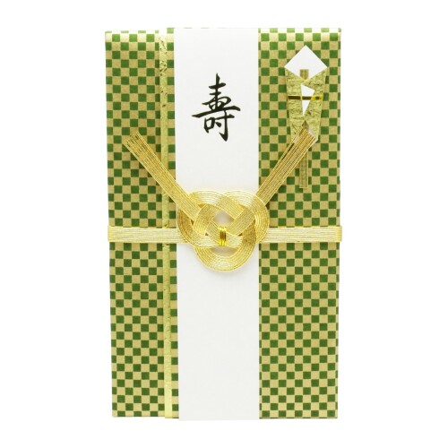 天一堂 祝儀袋 AM-3 友禅金封3 市松模様 鴬×金