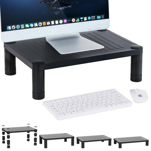 VECELO モニター台 モニタースタンド 幅42.8×奥行30.5×高さ12.8cm スマホホルダー付き 滑り止め 高さ調..