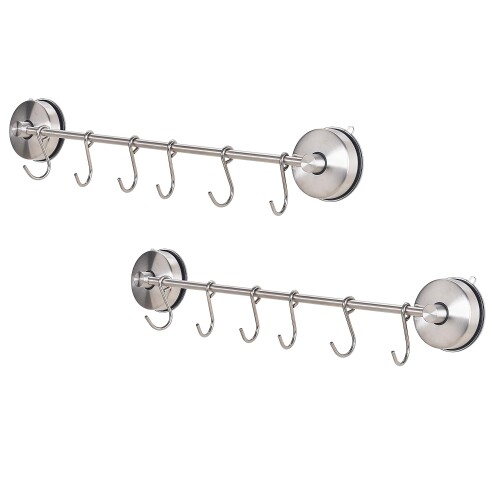 VECELO キッチンツールフック 6個付き 収納 省スペース 壁掛け タオル掛け 穴あけ不要 洗面所 風呂 洗面所 壁 台所収納 ふきん 省スペース 2個セット