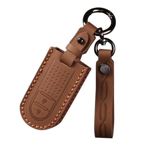 (ZANEKO) ムーヴカスタムキーケース適合トヨタタンクルーミー適合ダイハツ タントキーカバー タントカスタム ウェイク スマートキーケースキーホルダー本革(ブラウン)