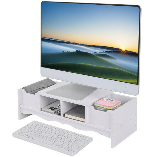 VECELO モニター台 モニタースタンド 幅48×奥行20×高さ15cm 仕切り型 省スペース 机上台 滑り止め 高さ..