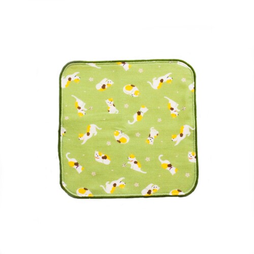 前田染工 和心 手のひらサイズのタオルはんかち ねこ サイズ：約18cm×18cm 081574