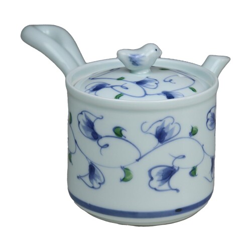 遊器浪漫 軽々小急須 茶こし付 日本製 波佐見焼 緑彩唐草