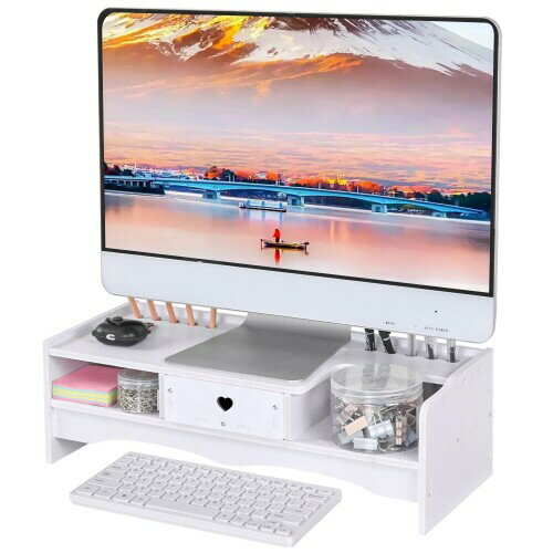 VECELO モニター台 モニタースタンド 幅48×奥行20×高さ15cm 仕切り型 省スペース 机上台 滑り止め 引き..