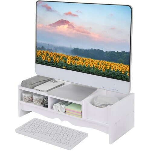 VECELO モニター台 モニタースタンド 幅48×奥行20×高さ15cm 仕切り型 省スペース 机上台 滑り止め 高さ..