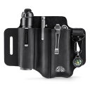 VIPERADE PJ29 ベルト用マルチツール シース、男性用レザー EDC ポケット オーガナイザー、EDC レザー シース、ペン ホルダー付きレザーマン シース、キーフォブ (黒)