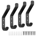 Getrays 壁掛け フック 4個セット、ブラック 耐荷重9kg ウォールハンガー コートフック タオル ローブ バック 洋服 帽子掛け ネジ付き、玄関 浴室...