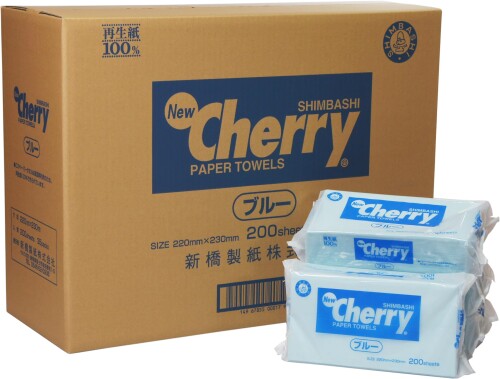 新橋製紙 ペーパータオル ニューチェリー ブルー レギュラー 中判 200枚×35パック