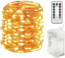 ANJEWLIN LED イルミネーションライトled ストリングスライト 8種光るパターン 電池式 防水 10メートル 電飾 100電球 リモコン付き (ウォームホワイト(1個))