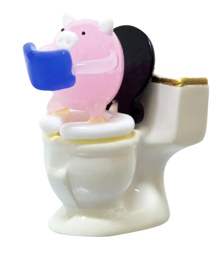 フォーカート かわいい ブタ 手作り ガラス細工 トイレで長居ブタ