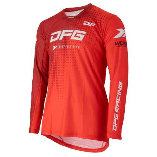 (ダートフリーク) DFG ワークスジャージ トーン Mサイズ レッド MXレース EDレース アタックポジション 4WAYストレッチ生地採用 C0410(2)