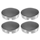 ACROPIX 自動車ホイールリムハブセンターキャップカバー 58 mm 4クリップ ブラックカーボンファイバーパターンステッカー付き シルバートーン 4個