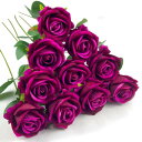 DECEED 造花 バラ ローズ 薔薇 10本セット 花束 バレンタインデー ブーケ 母の日 結婚式 誕生日 花径7cm×長さ50cm(ローズレッド)