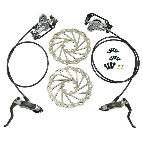 JUIN TECH DB1 MTB E-bike Hydraulic Dual-Piston Disc Brake Set(F+R) w/160mm Rotor, Gray, JT2265