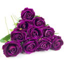 DECEED 造花 バラ ローズ 薔薇 10本セット 花束 バレンタインデー ブーケ 母の日 結婚式 誕生日 花径7cm×長さ50cm(ローズパープル)