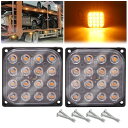 Ygmylandbb LED ストロボライト トラック サイドマーカーランプ 緊急警告灯 12V 24V 角型 16連LED 常時点灯と高速点滅 車、トラック、...
