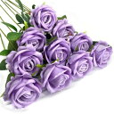 DECEED 造花 バラ ローズ 薔薇 10本セット 花束 バレンタインデー ブーケ 母の日 結婚式 誕生日 花径7cm×長さ50cm(ライトパープル)