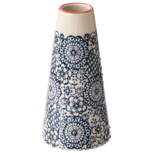 株式会社ヘッズ ハンドメイドプリントフラワーベース-2(2個) 青 直径70(35)×H140mm HNP-FB2 2個入