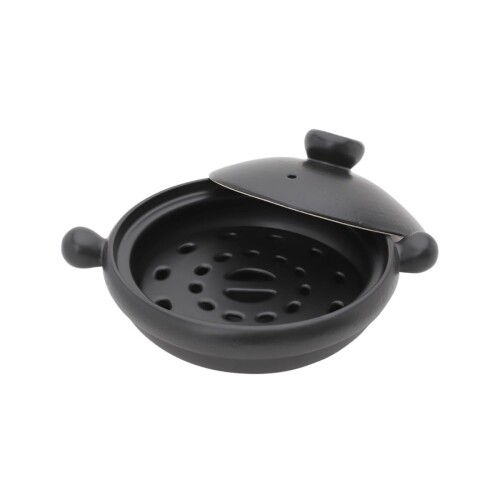ワールド・クリエイト 弥生陶園 丸むし土鍋 黒（すのこ付き） 8号 15953