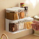 Toski 調味料入れ マグネット スタンド 2層 キッチン用 スパイス収納ラック 壁掛け 3個組 ストッカー ケース 砂糖 塩 コショウ入れ ポット 省スペース お手入れ簡単 防水防湿 スプーン付き