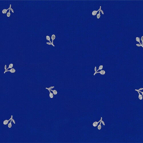 KIYOHARA ココチファブリック 生地 ソフト ブロード 刺繍 チェリー 約110cm巾×1mカット Col.RBL ロイヤルブルー KOF34-1M