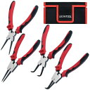 LEONTOOL スナップリングプライヤー 4本組 穴用 軸用 直爪 曲爪90°ペンチ セット バネ付き スプリットリングプライヤー カップリングツール クリッ...