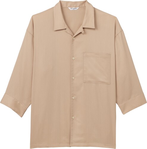 (アルベ) 襟付 シャツ ドビー織り 兼用 七分袖 和風 洋風 オリエンタル リラックス 上品 (ストレッチ/制電) 飲食 ユニフォーム レストラン 居酒屋 ホテル サロン AS9001 C-7 ベージュ SS