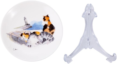 島猫飾り皿日向ぼっこ皿立て付13356