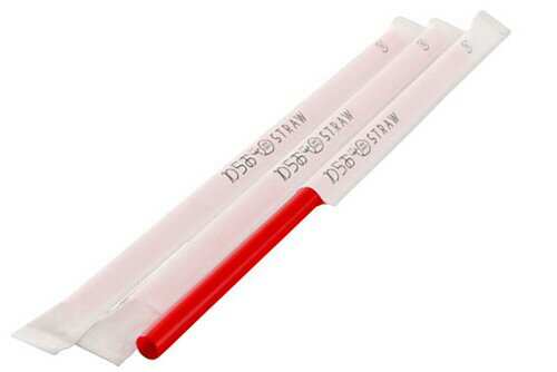 シバセ工業 555わらおストロー シェイク用 ストレート 口径7mm×21cm 紙包装 400本入 赤 日本製