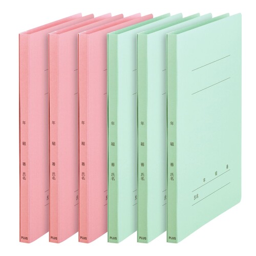 プラス 年組氏名フラットファイル A4 ブルー+ピンク 6冊パック 79-595,598