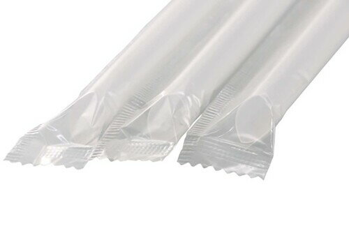 シバセ工業 630わらおストロー タピオカ蓋突刺用 ストレート 口径10mm×13cm フィルム包装 200本入 クリア 日本製