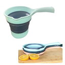 シンプルチョコ 折りたたみ 洗面器 2個セット たらい 湯おけ バケツ 洗濯 掃除 コンパクト かけ湯 (かけ湯 青)