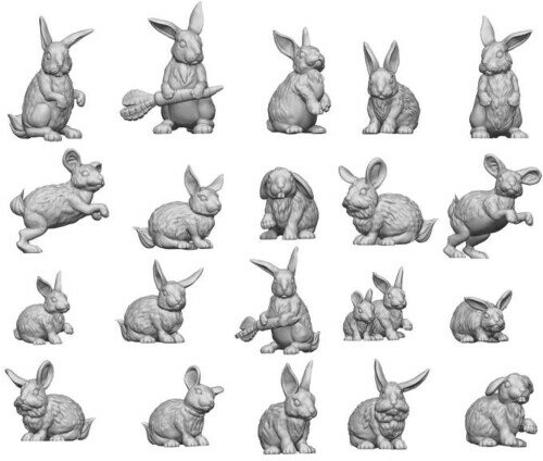 グリーンスタッフワールド ジオラマアクセサリー 3Dプリントセット ウサギ 20個入 レジンキット GSWD-1..